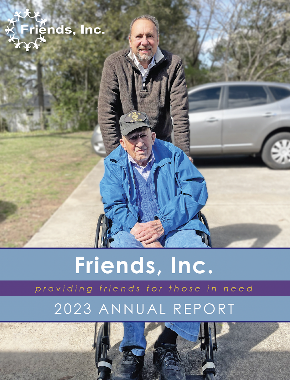 2023 Annual Report Cover Two Men, one in wheelchair